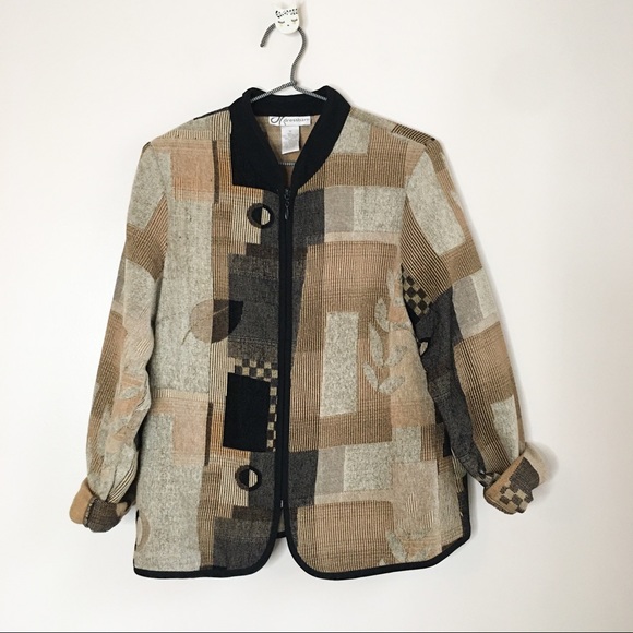 Vintage Full Zip Carpet Jacket Tan Size Medium - Picture 7 of 7